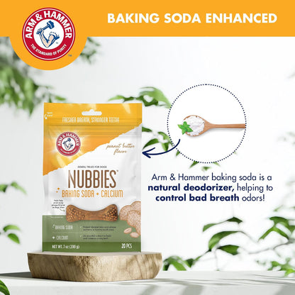 Arm & Hammer Nubbies Dental Treats for Dogs, Peanut Butter, 20 Count