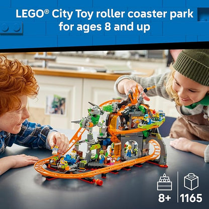 LEGO City Lava Land Roller Coaster Park 60501 | Building Toys for Boys & Girls, Ages 8+, Functioning Rides, 8 Minifigures, 1,165 pieces, Gift for Birthdays
