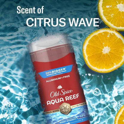 Old Spice Aluminum Free Deodorant for Men, 24/7 Odor Protection, 24/7 Freshness & Lasting Scent, Aqua Reef with Cypress Scent, 3.8 oz (Pack of 3)