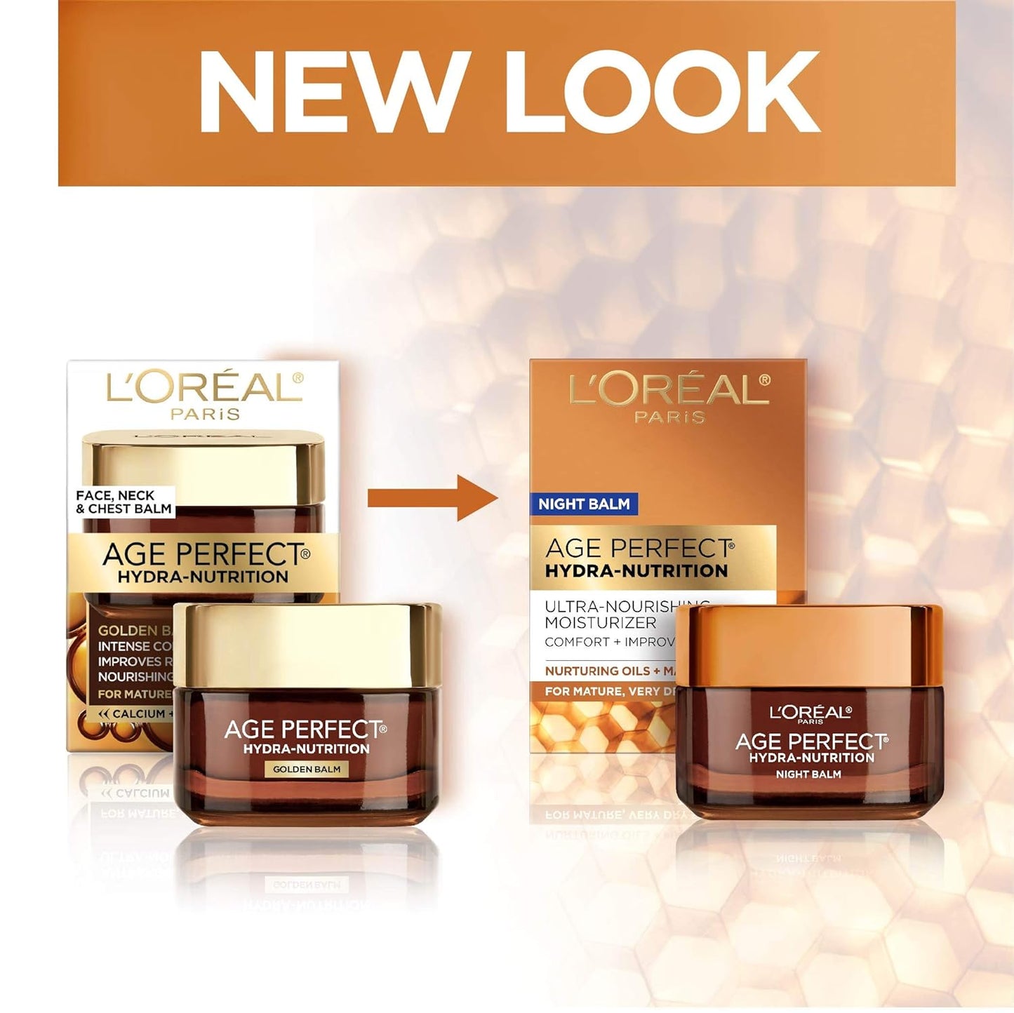 L'Oreal Paris Skincare Age Perfect Hydra Nutrition Ultra Nourishing Honey Night Balm,Face Moisturizer to Comfort,Improve Resilience on Dry Skin,Manuka Honey and Nurturing Oils,1.7 oz.,(Pack of 2)