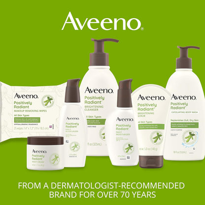 Aveeno Positively Radiant Daily Face Moisturizer with SPF 15 Sunscreen, Hydrating Face Lotion with Soy Extract to Improve Skin Tone and Texture, Hypoallergenic Formula, Oil-Free, 4 Fl Oz (Pack of 12)