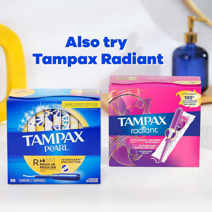 Tampax Pearl Tampons, with LeakGuard Braid, Super Plus Absorbency, Unscented, 36 Count