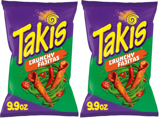 Takis Crunchy Fajitas Sharing Size – Fajita Flavored Mild Spicy Rolled Tortilla Chips (Pack of 2)
