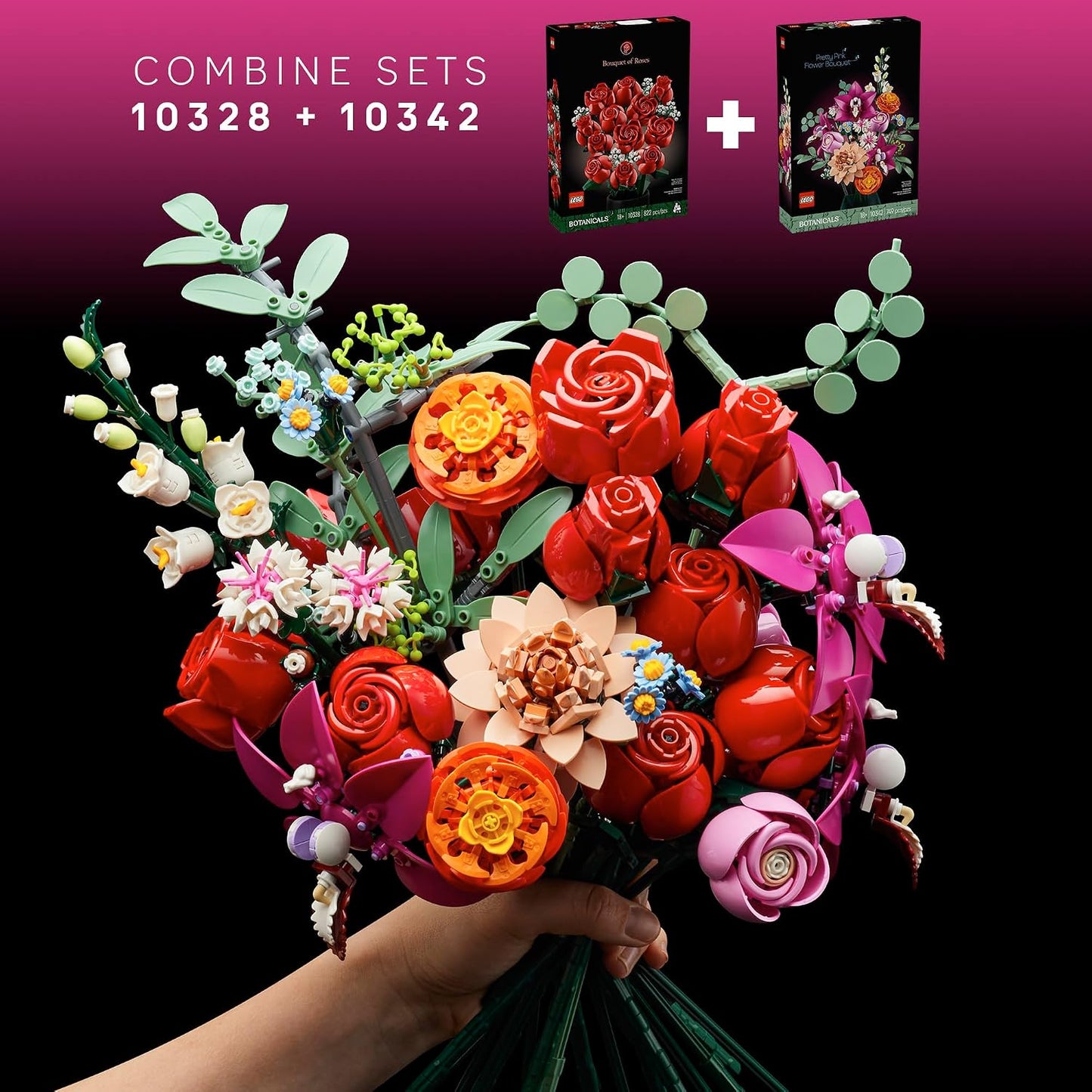 LEGO Botanicals Pretty Pink Flower Bouquet Building Set for Adults - Gifts for Birthdays - Artificial Flowers for Decor or Table Display - 10342