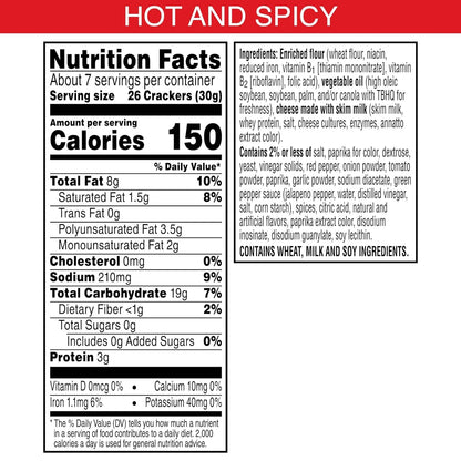 Cheez-It Cheese Crackers, Baked Snack Crackers, Office and Kids Snacks, Hot and Spicy, 5.25lb Case (12 Boxes)