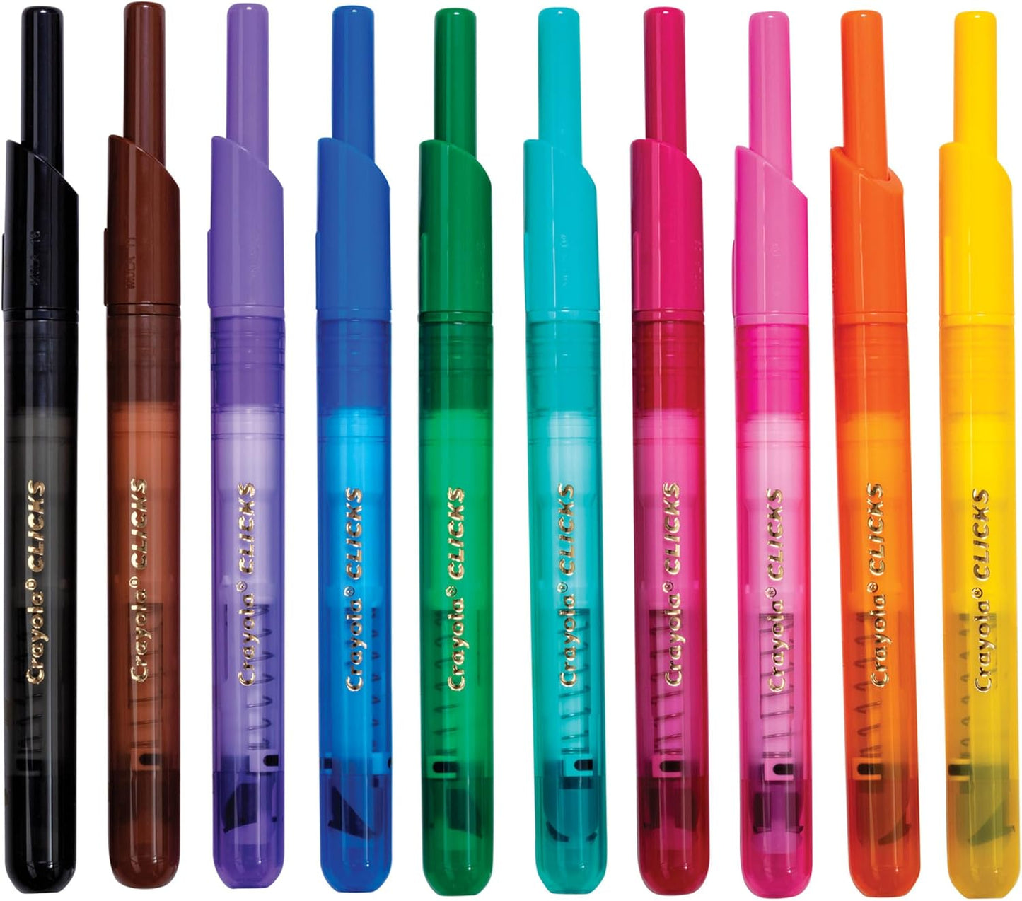 Crayola Clicks Retractable Tip Markers (10ct), Washable Cone Tip Art Marker Set, Cute Aesthetic School Supplies, Classroom Must Haves, Ages 3+