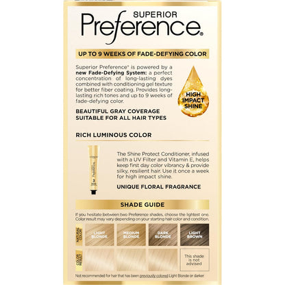 L'Oreal Paris Superior Preference Luminous Fade-Defying Permanent Hair Color, Hair Dye For Up to 9 Weeks of Radiance, Ultimate Natural Blonde 10NB, 1 Hair Dye Kit