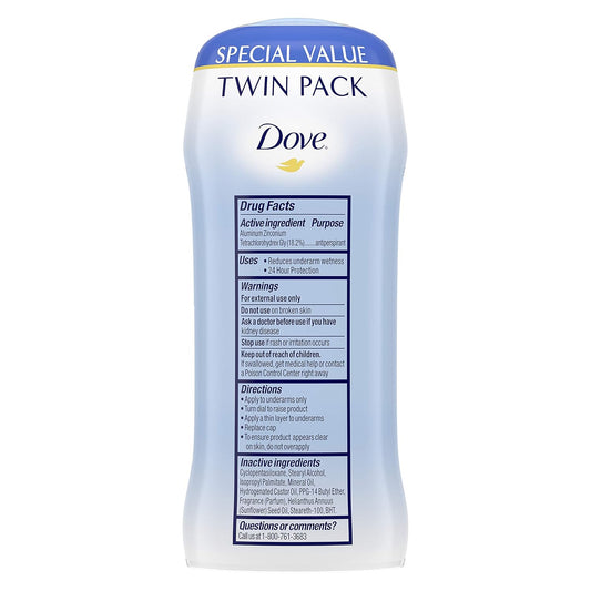 Dove Antiperspirant Deodorant 24-hour Sweat Protection Original Clean Deodorant for Women 2.6 oz, 2 Count