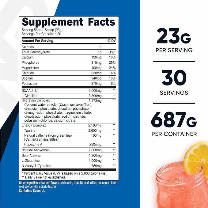 Nutricost Intra-Workout Powder (Pink Lemonade) 30 Servings, Gluten-Free