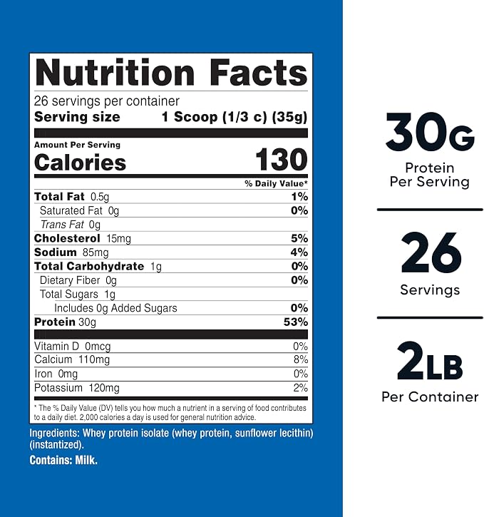 Nutricost Whey Protein Isolate (Unflavored) 2LBS