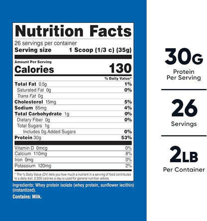 Nutricost Whey Protein Isolate (Unflavored) 2LBS