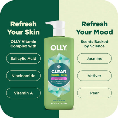OLLY Body Wash Clear Mood + Skin with Salicylic Acid with 17 fl oz