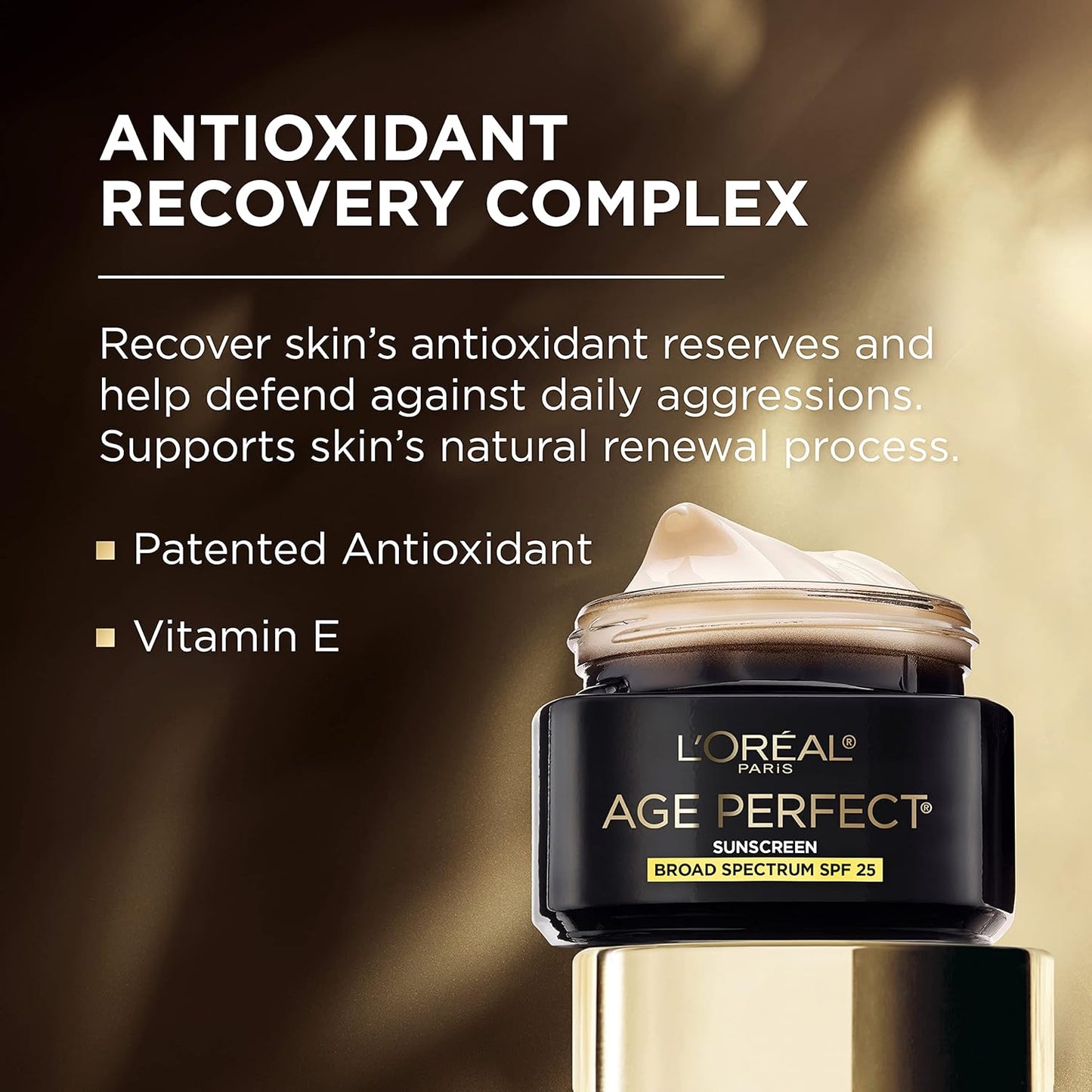 LOreal Paris Age Perfect Cell Renewal Anti-Aging Day Moisturizer with Broad Spectrum SPF 25 Sunscreen,Antioxidants,and Vitamin E 1.7oz,(Pack of 2)
