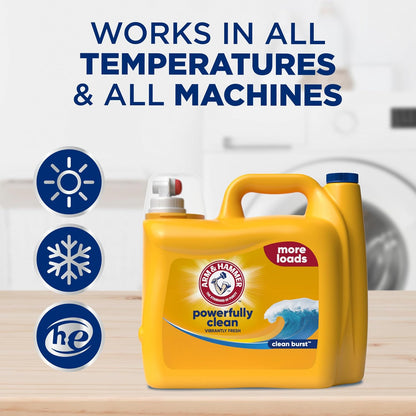 ARM & HAMMER Liquid Laundry Detergent, Clean Burst Scent, 174 Fl Oz