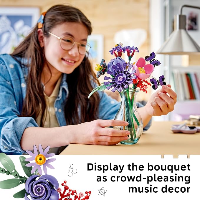 LEGO Botanicals Olivia Rodrigo's Flower Bouquet 11507 | Building Toys for Girls & Boys, Ages 9+, Bedroom Decor for Fans, Artificial Flowers, 400 pieces, Gift for Birthdays