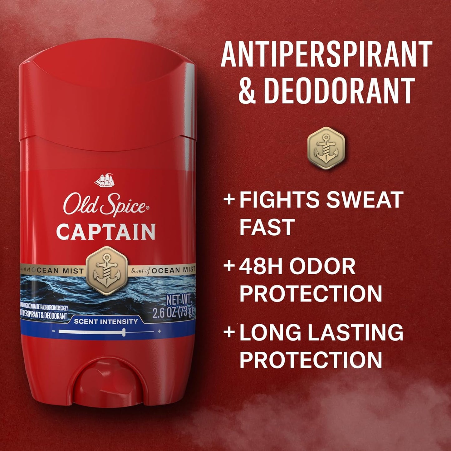 Old Spice Antiperspirant Deodorant for Men, 24/7 Sweat & Odor Protection, 24/7 Lasting Freshness, Invisible Solid, Captain with Bergamot Scent, 2.6 oz (Pack of 6)