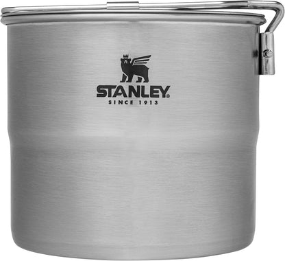 Stanley Adventure Stainless Steel Camping Cooking Set for Two 1.0L / 1.1 QT with Bowls and Sporks - 6 Piece Camp Cook Set - Stainless Steel Pot with Lid - Cookware for Backpacking and Camping