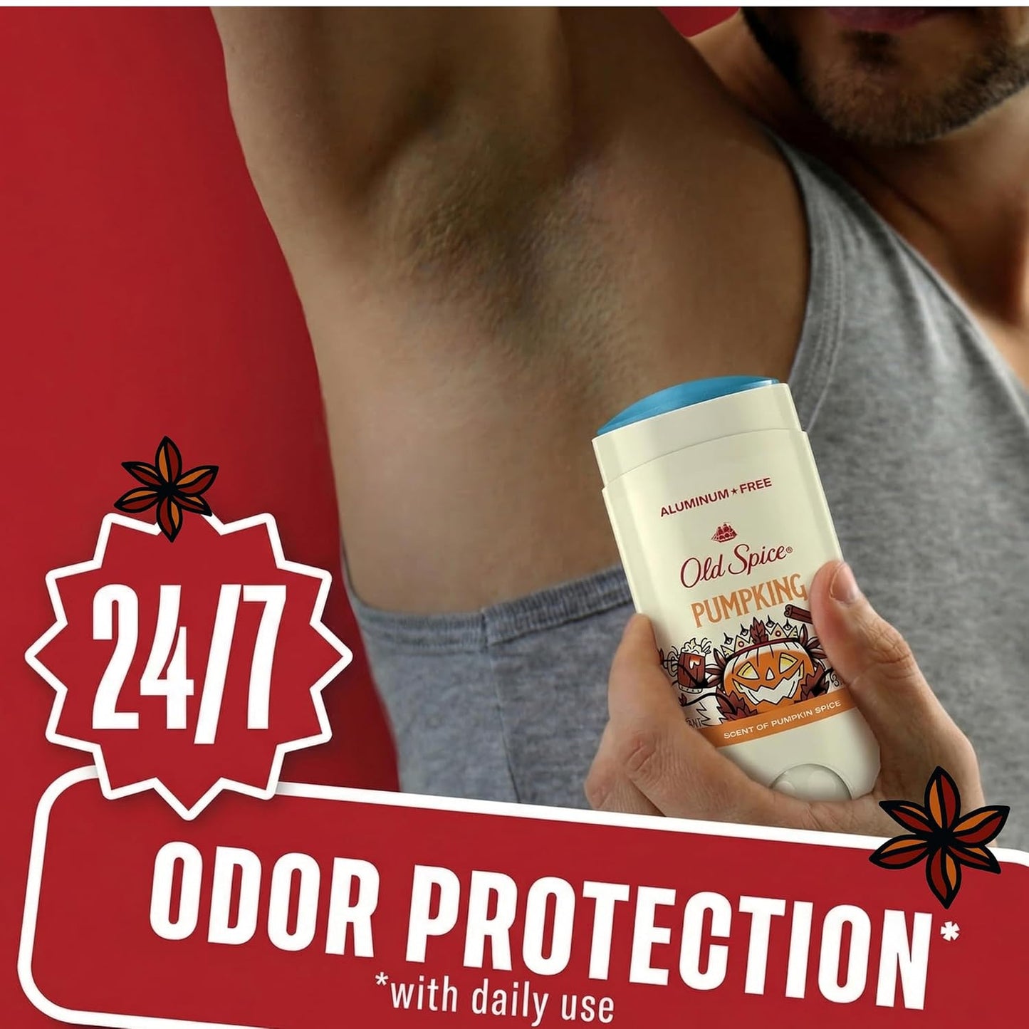 Old Spice Aluminum Free Deodorant for Men, Fallidudes Limited Edition, 24/7 Frightful Freshness and Odor Protection, PumpKing Pumpkin Spice Scent, 3.0 oz