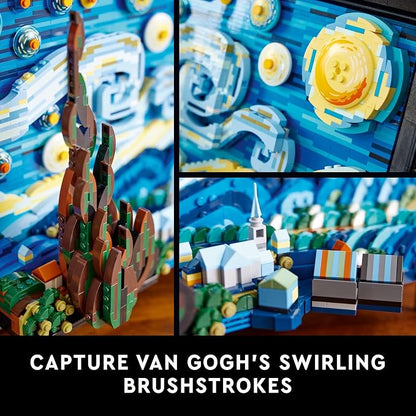 LEGO Ideas Vincent Van Gogh The Starry Night - Building Set for Adults, Ages 18+ - Beautifully Detailed Home Wall Art Decor - Gift for Men & Women - 21333