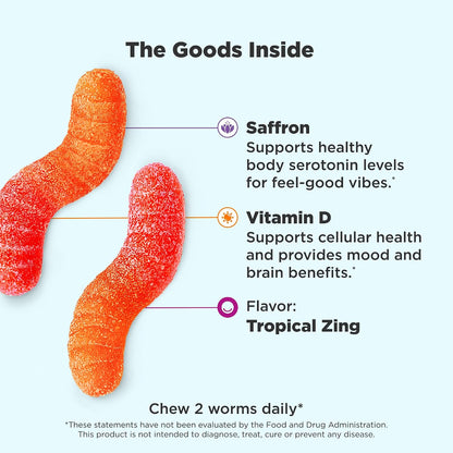 OLLY Hello Happy, Mood Support Gummies for Adults*, Vitamin D - 60 Count