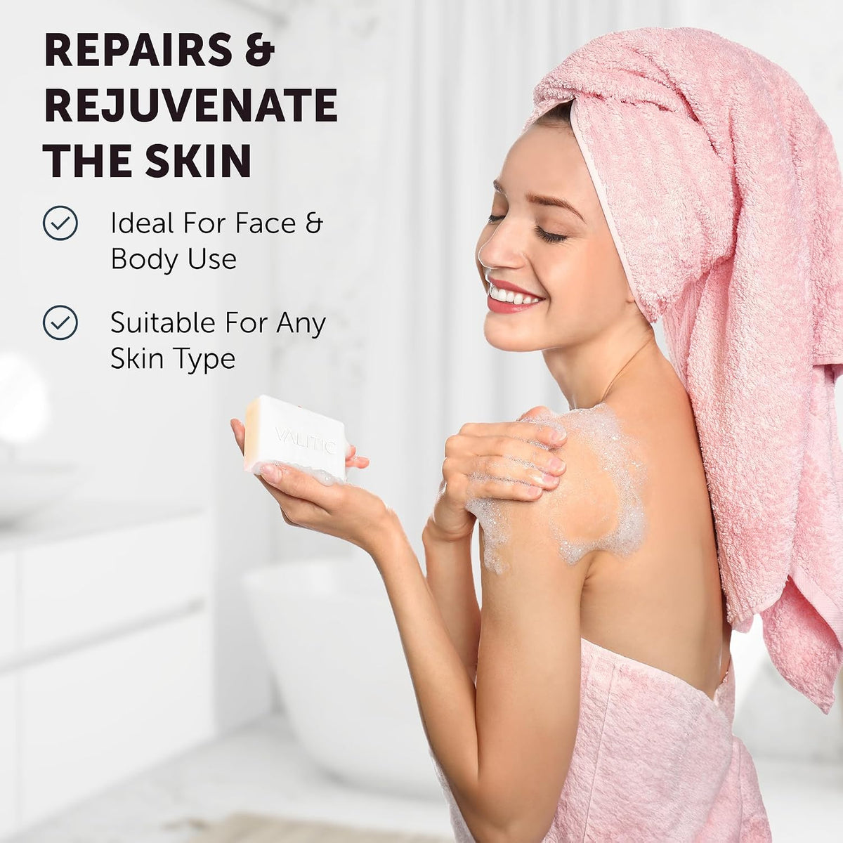 VALITIC Snail Mucin Kojic Acid Soap Bar, Anti Aging Tone Corrector 4 Pack