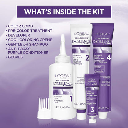 L'Oreal Paris Excellence Cool Supreme Permanent Gray Coverage Hair Color, Ultra Ash Medium Blonde
