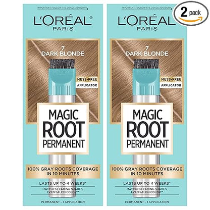 L'Oreal Paris Magic Root Permanent Hair Color Kit, 100% Gray Hair Coverage In Just 10 Minutes, Precision Brush Applicator for Seamless Application, 7 Dark Blonde (2 Count)