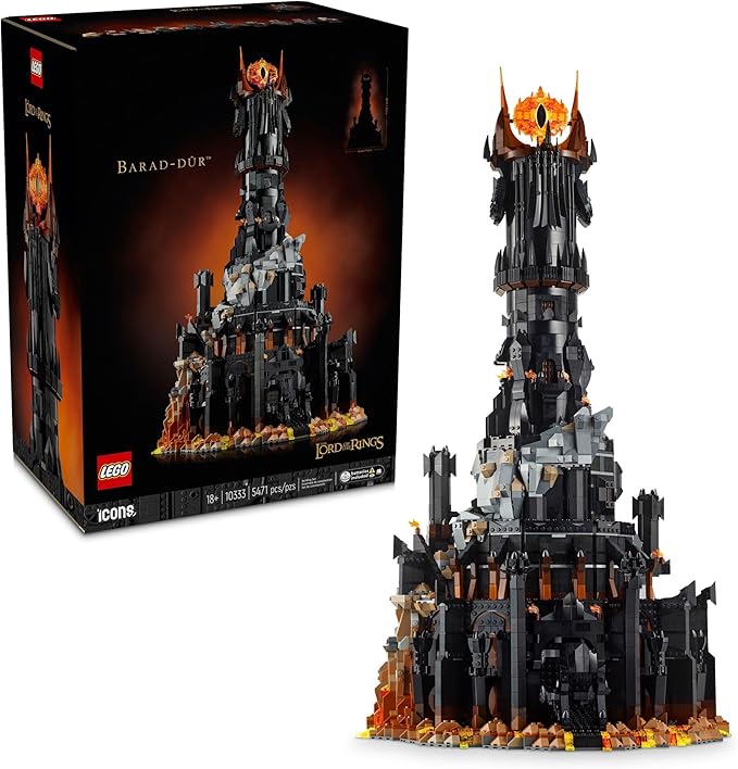 LEGO Icons The Lord of The Rings: Barad-dûr Building Set for Adults - The Lord of The Rings Collectible for Fans - Includes 10 Minifigures - Gift for Men and Women - 10333