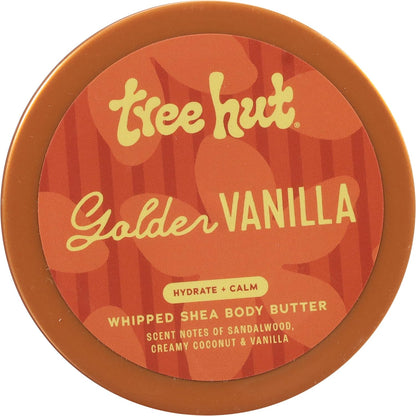Tree Hut Golden Vanilla Whipped Shea Body Butter, Hydrating & Nourishing Body Lotion with Natural Oils, Moisturizer for Soft & Smooth Skin, 8.4 Oz