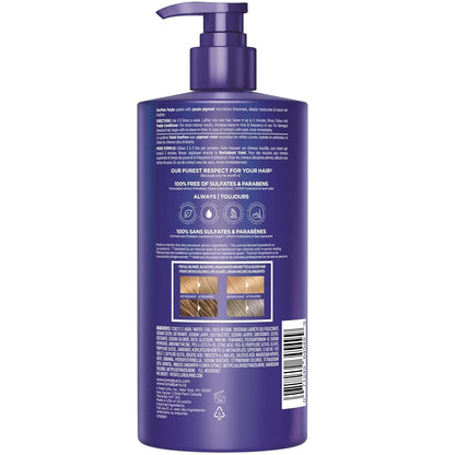 L’Oreal Paris Sulfate Free Brass Toning Purple Shampoo for Blonde, Bleached, Silver, or Brown Highlighted Hair, EverPure, 23 Fl Oz (Packaging May Vary)
