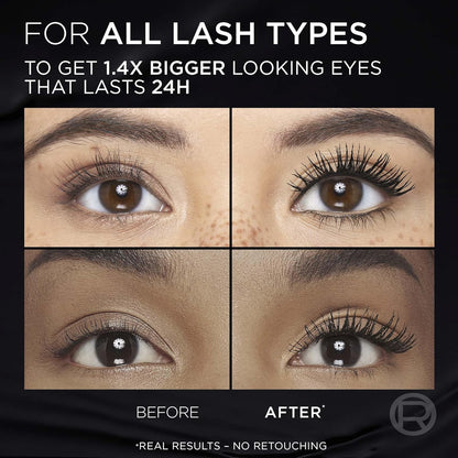 L'Oreal Paris Voluminous Panorama Mascara, Volumizing and Lengthening Formula, Longwear, Smudge-Resistant and Washable, All Night Black Mascara, 0.33 Fl Oz