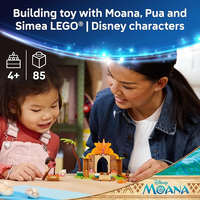 LEGO Disney Moana Village House & Boat 43282 | Building Toys for Girls & Boys, Ages 4+, Develops Fine Motor Skills, Moana Minidoll, 85 pieces, Gift for Birthdays