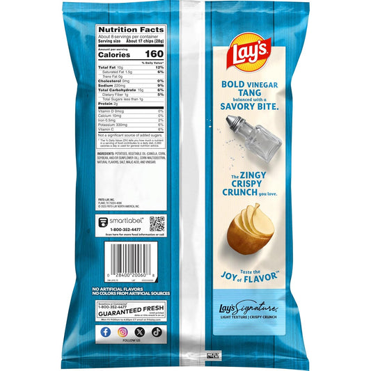 Lay's Potato Chips, Salt & Vinegar, 7.75 Oz