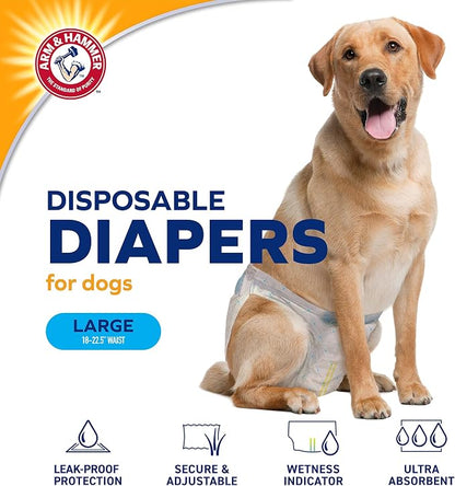Arm & Hammer Disposable Female Dog Diapers, Large, 12 Count