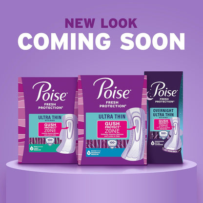 Poise Ultra Thin Incontinence & Postpartum Pads for Bladder Leaks, 6 Drop Ultimate Absorbency, Long Length, 120 Count (Packaging May Vary)