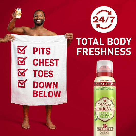 Old Spice Whole Body Deodorant Spray for Men, Aluminum Free, Cucumber + Avocado Scent, 24/7 Odor Protection, 24/7 Lasting Freshness, Dermatologist Tested, Gentle on Skin, Safe to Use All Over, 3.5 oz