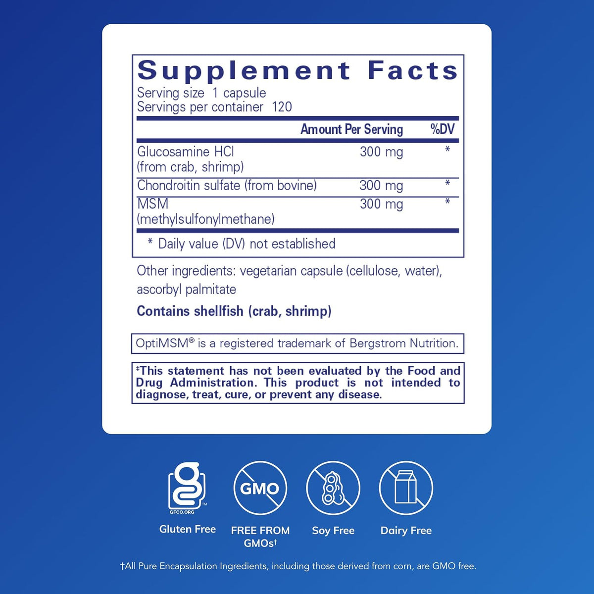 Pure Encapsulations Glucosamine Chondroitin with MSM, 120 Capsules