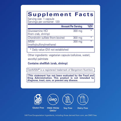Pure Encapsulations Glucosamine Chondroitin with MSM, 120 Capsules