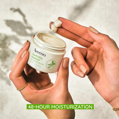 Aveeno Positively Radiant Daily Gel Facial Moisturizer with Hyaluronic Acid & Tone-Correcting Soy,Hydrating & Brightening Gel Face Cream Evens Skin Tone-& Texture,Hypoallergenic,1.7 oz,(Pack of 2)