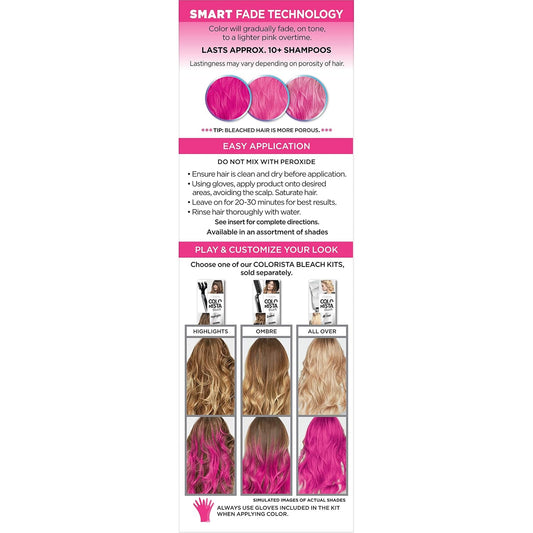 L'Oreal Paris Colorista Metallic Semi Permanent Hair Color for Bleached or Blonde Hair, Color Depositing Hair Mask Formula, Metallic Pink (Pack of 2)