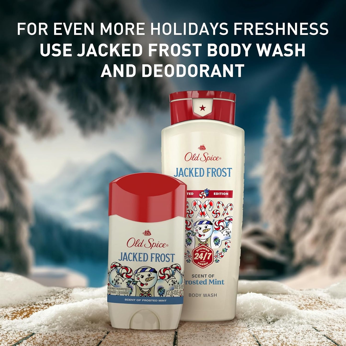 Old Spice Antiperspirant & Deodorant for Men, Holidudes Limited Edition, 24/7 Sweat Protection, Stocking Stuffer, Jacked Frost Frosted Mint Scent, 2.6 oz (Pack of 12)
