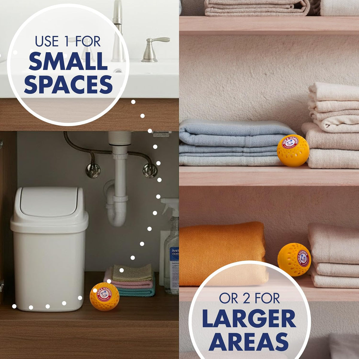 Arm & Hammer OdorBusterz Odor Eliminator Balls, Clean Burst, 10 Count – Baking Soda Odor Control for Closets, Drawers, Hampers & Small Spaces