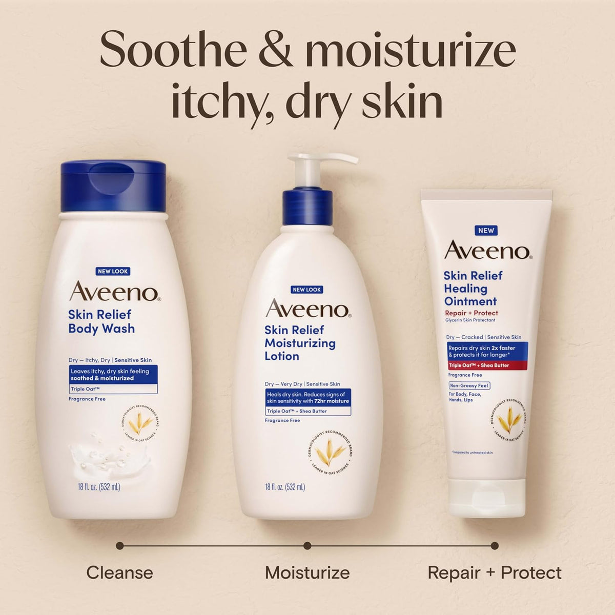 Aveeno Skin Relief Moisturizing Lotion, Fragrance-Free, 8 Fl Oz (Pack of 12)