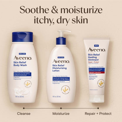 Aveeno Skin Relief Moisturizing Lotion, Fragrance-Free, 8 Fl Oz (Pack of 12)
