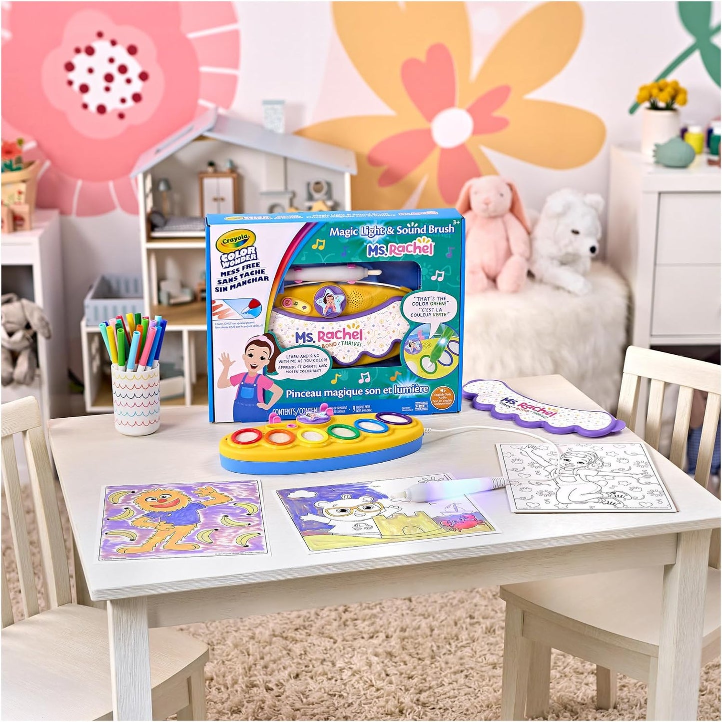 Crayola Ms Rachel Color Wonder Magic Light Brush, Mess Free Coloring Toy 3+ | Paint Set for Toddlers, Musical Ms Rachel Toys, No Mess Painting, Birthday Art Gift for Kids, Screen Free Arts & Crafts