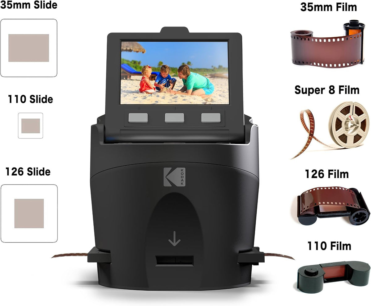 KODAK SCANZA Film & Slide Scanner, 3.5" LCD, 35mm, 126, 110, Super 8 & 8mm