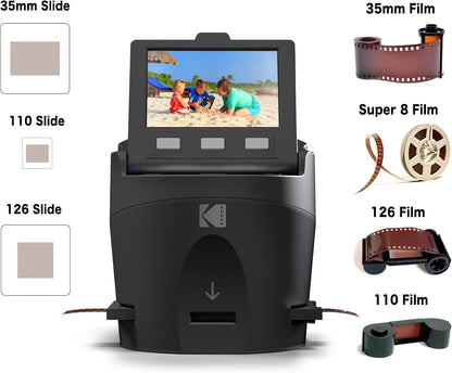 KODAK SCANZA Film & Slide Scanner, 3.5" LCD, 35mm, 126, 110, Super 8 & 8mm