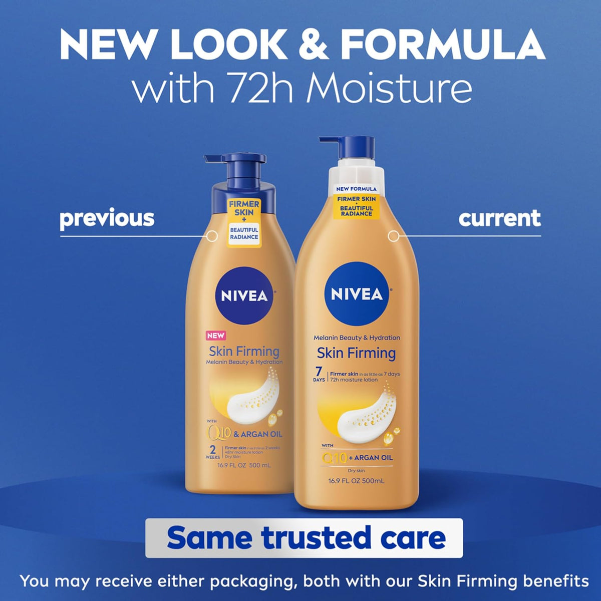 NIVEA Skin Firming Melanin Beauty & Hydration Body Lotion, Q10, 16.9 Fl Oz (Pack of 12)