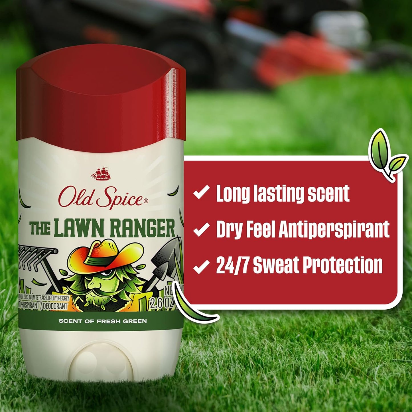 Old Spice Dry Feel Antiperspirant Deodorant for Men, Summerdudes, 24/7 Sweat & Odor Protection, 24/7 Sunny Freshness & Long Lasting Scent, Invisible Solid, Lawn Ranger with Fresh Green Scent, 2.6 oz