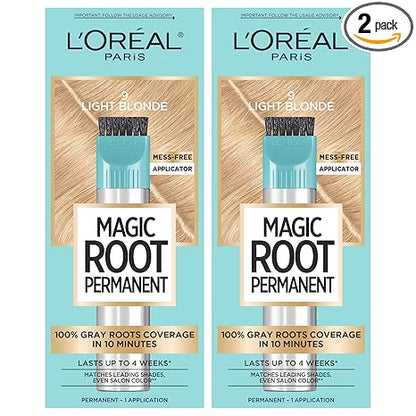 L'Oreal Paris Magic Root Permanent Hair Color Kit, 100% Gray Hair Coverage In Just 10 Minutes, Precision Brush Applicator for Seamless Application, 9 Light Blonde (2 Count)